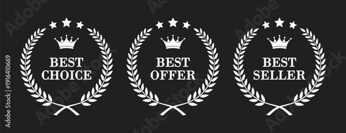 Award Badges Best Choice, Best Offer, Best Seller Emblems