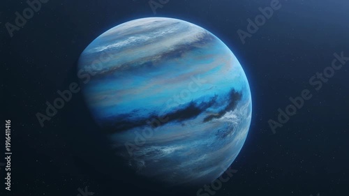 Rotating Great Dark Spot storm system on Neptune planet