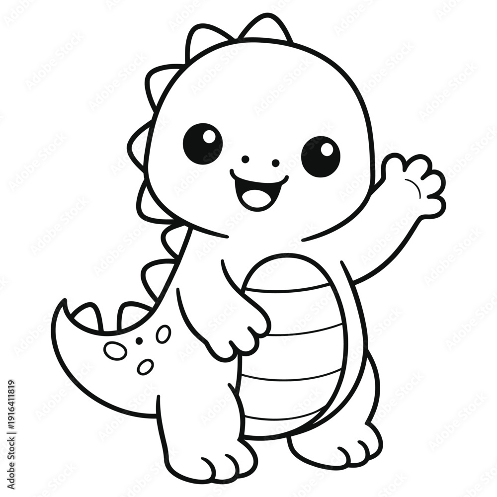 Obraz premium Cute Dinosaur Kids Coloring Page Outline Vector Illustration