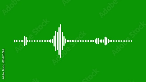 Realistic audio spectrum visualizer, white sound wave frequency on green screen, modern music bars animation, digital podcast waveform, high quality audio visualization element. 4K