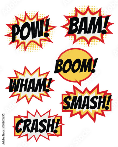 Explosive Comic Sound Effect Typography – BOOM ZAP BANG POP Artwork