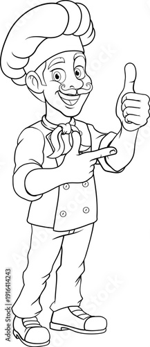 A chef, baker or cook carto...