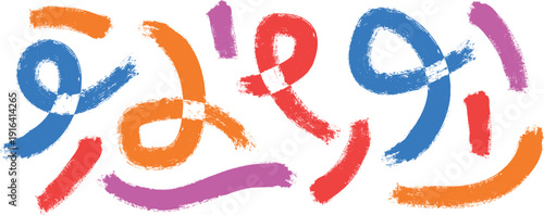 Vibrant abstract art with colorful brushstrokes on white background