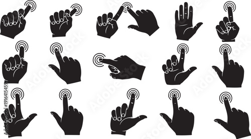 Various hand gestures pointing with index fingers digitally