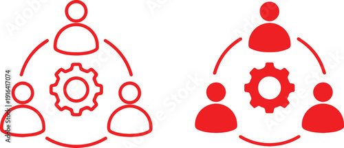 people, gears, mechanical,icon circular, minimalist, silhouette, black and white management, business, corporate, design elements