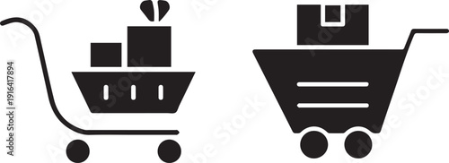 shopping cart icon set. Shopping cart trolley icon vector. Shopping cart icon in flat style. vector.