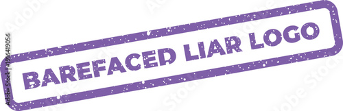 Distressed rectangular label featuring the text barefaced liar logo with grunge texture effect and message