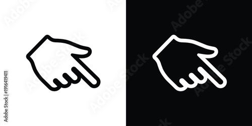 Human hand finger pointing up or clicking. Simple black and white line icons. Touchscreen gesture, direction indicator, or selection symbol for app and website UI design.