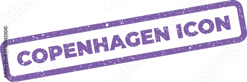 Distressed rectangular seal depicting Copenhagen Icon text, indicating a significant landmark or cultural representation
