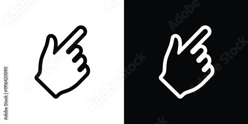 Human hand finger pointing up or clicking. Simple black and white line icons. Touchscreen gesture, direction indicator, or selection symbol for app and website UI design.