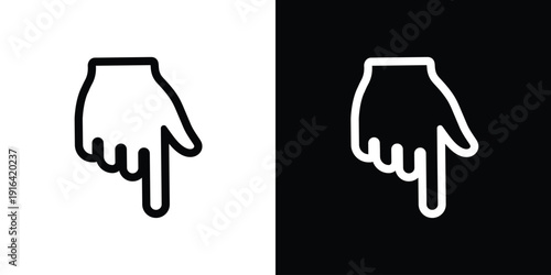 Human hand finger pointing up or clicking. Simple black and white line icons. Touchscreen gesture, direction indicator, or selection symbol for app and website UI design.