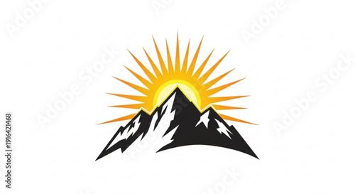 Sunrise over majestic snow-capped mountains with vibrant golden light