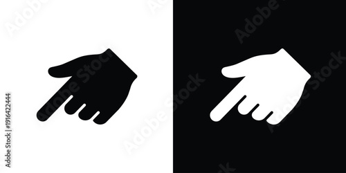 Human hand finger pointing up or clicking. Simple black and white line icons. Touchscreen gesture, direction indicator, or selection symbol for app and website UI design.