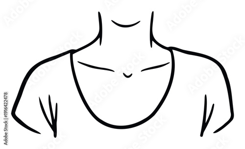 Abstract line artwork showcasing human neck and shoulders, providing a serene and uncluttered visual for health, beauty, or minimalist projects.