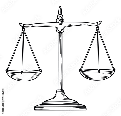 Classic balance scale depicting justice and equality, suitable for legal, financial, and ethical presentations or educational materials about fairness and equilibrium.
