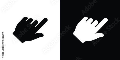 Human hand finger pointing up or clicking. Simple black and white line icons. Touchscreen gesture, direction indicator, or selection symbol for app and website UI design.