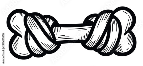Simple graphic drawing of a pet dog chew bone, perfect for veterinary clinic promotions, animal care packaging, or childrens book imagery.