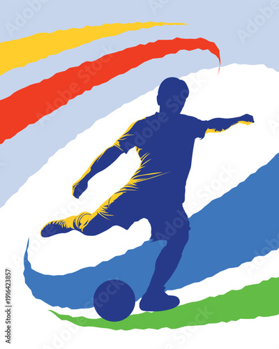 soccer football silhouette kick the ball
