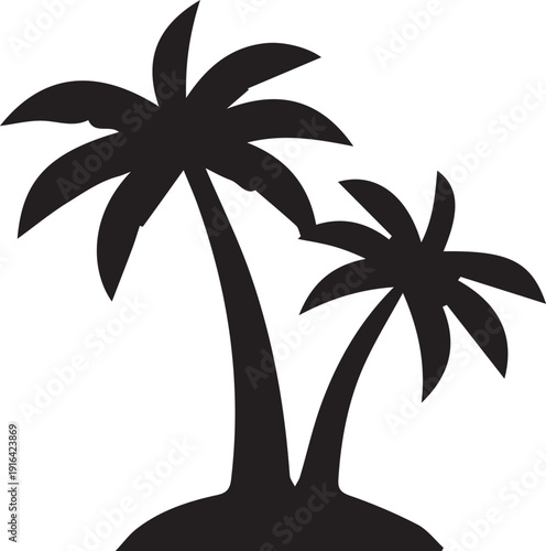 Two palm trees on a tropical island getaway destination