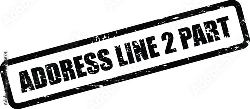 Distressed rubber stamp effect with ADDRESS LINE 2 PART text, useful for marking a specific segment of an address field or document