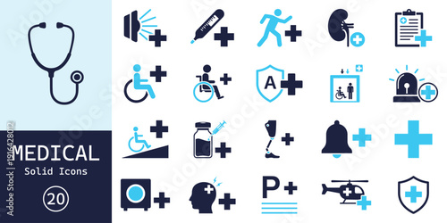 A close up view of the medicon logo and branding featuring white text on a dark blue background