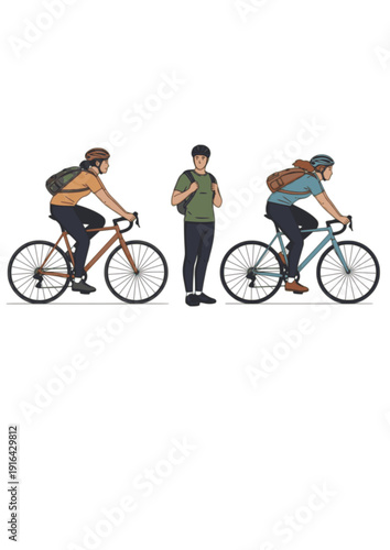 Food delivery cyclist with thermal backpack gig economy courier silhouette vector