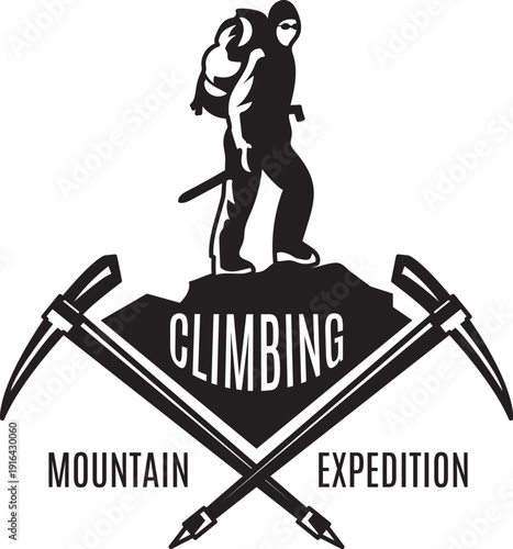 Mountain expedition black logo. Extreme sport club