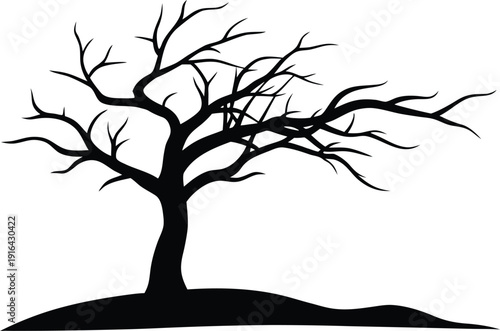 A dry branch of a dead tree silhouette vector