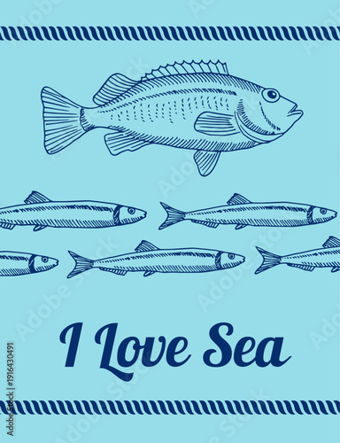 I love sea banner. Ocean fish drawing card