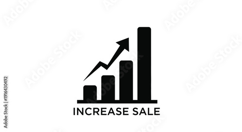Black and white graphic of a bar chart with an upward trend labeled increase sale