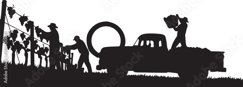 Construction worker digging with shovel silhouette.