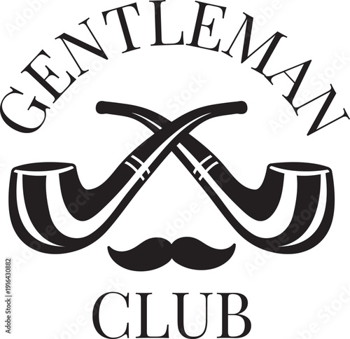 Retro male club black logo. Gentleman symbol