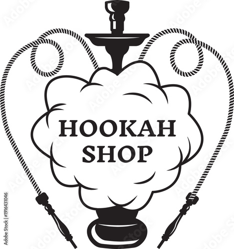 Hookah shop logo. Smoking aroma store icon