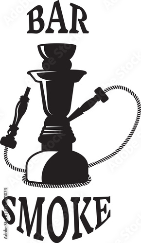 Smoke bar black icon. Hookah pipe symbol