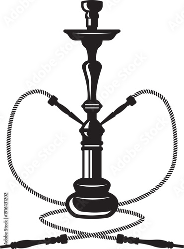 Relaxation smoking black logo. Hookah pipe lounge