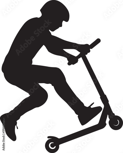 Stunt scooter rider jumping silhouette vector