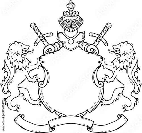 Blank medieval badge template. Coat of arms style