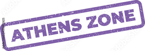 Grungy rectangular seal with ATHENS ZONE text for designating a specific urban or regional area