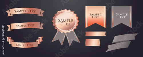 Ribbon decoration design set and antique borders and frames design
