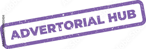 Grungy rectangular stamp with Advertorial Hub text, suitable for indicating a central resource or platform