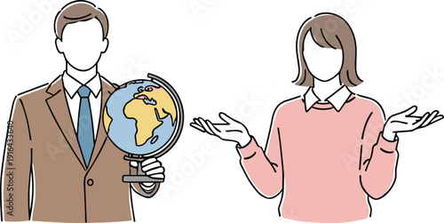 Smart school boy with red backpack holding book and pointing finger up having creative idea in minimal flat vector style