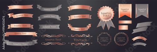 Ribbon decoration design set and antique borders and frames design