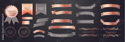 Ribbon decoration design set and antique borders and frames design