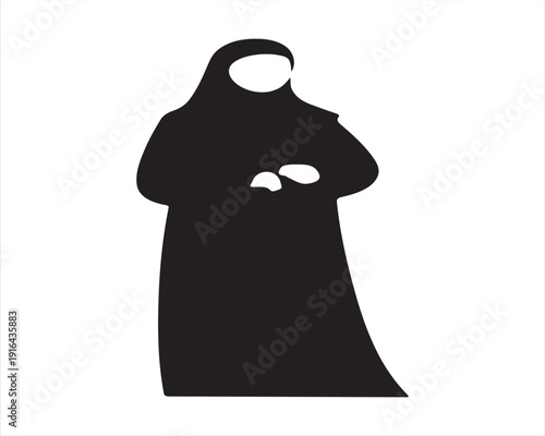 Muslim Woman in Niqab Minimal Islamic Portrait Illustration