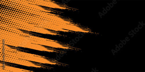 orange black brush Car sticker wrap pattern banner abstract sporty lines black orange color combination grunge brush modern pattern racing motorsport vector design.