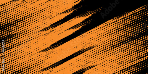 orange black brush Car sticker wrap pattern banner abstract sporty lines black orange color combination grunge brush modern pattern racing motorsport vector design.