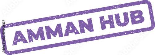 Textured grunge rubber stamp with AMMAN HUB text identifying a central point or connection node