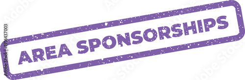 Textured purple rubber stamp impression displaying the term area sponsorships for organizational context