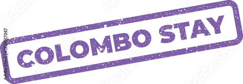 Textured purple stamp graphic displaying Colombo Stay text, suggesting accommodation, lodging, or visitor experience services