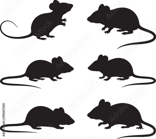 Rat and mice silhouettes. Good use for logo, web icons, symbol, or any design you want.